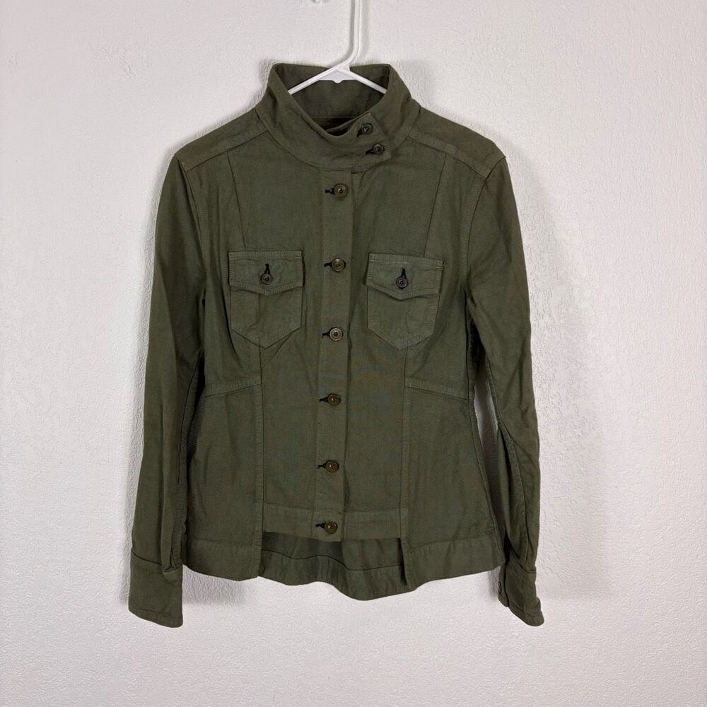 Rag & Bone Green Military Utility Style Button Front Denim Cotton Jacket Small